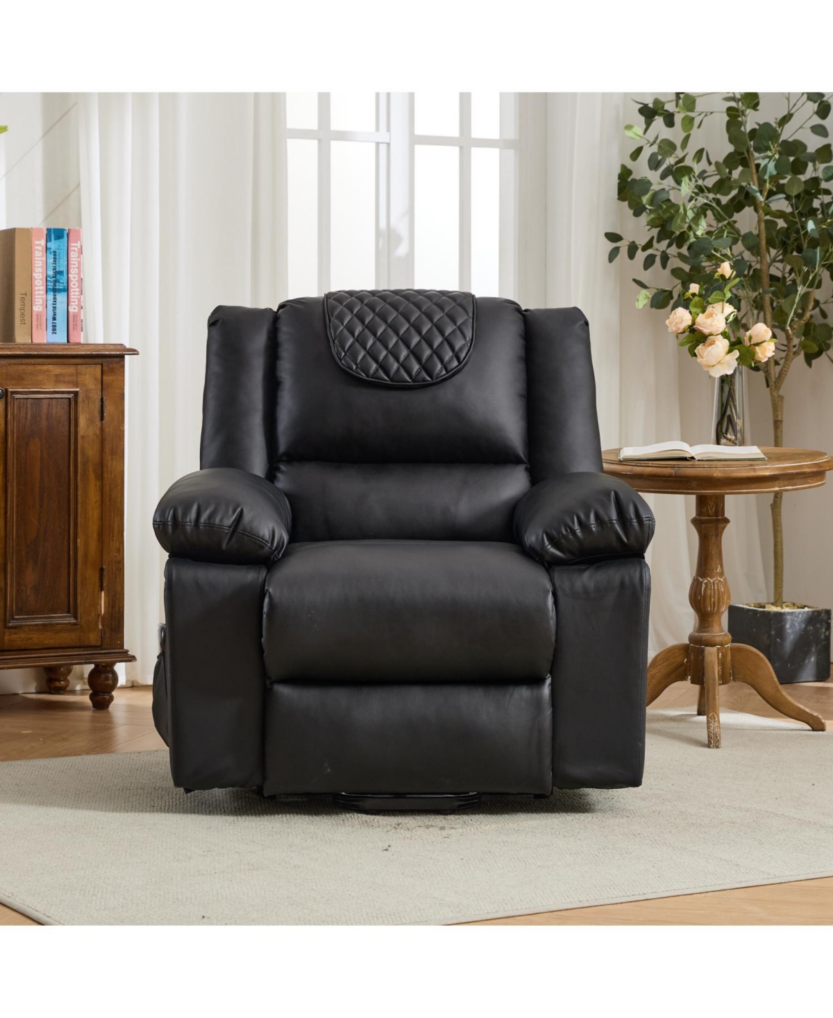 Streamdale Furniture Black Pu Remote-Controlled Heating and Massage Assistive Recliner for SeniorsI