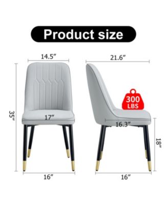 PU Dining/Living Room Chairs, Metal Legs, 2-Piece Set