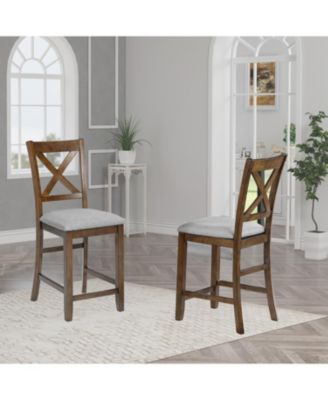 Counter Height Chairs (Set of 4), Padded Seat, Walnut