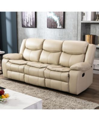 Breathable Leather Manual Reclining recliner chair for living room, Cream
