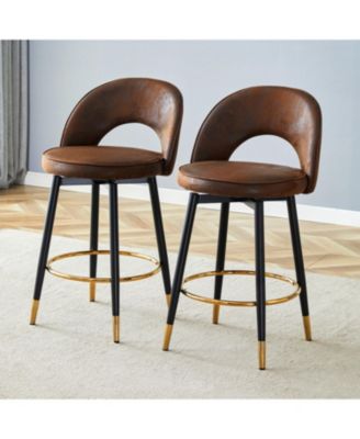  360 Brown Fabric Bar Chairs (Set of 2)