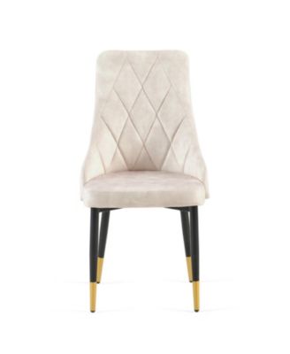 Beige Dining Chairs Set of 2 Living Room Chair Modern Kitchen Armless Side Chair