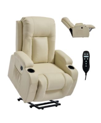 Streamdale Beige Power Lift Recliner w/ Massage, Heat, USB & Cup Holders