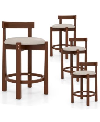 24'' 2PCS Counter Height Bar Stools Set of 2 w/Backrests & Footrests for Kitchen