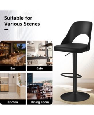 Bar Stools Set of 4 w/Enlarged PU Leather Seat Footrest Swivel Bar Chairs