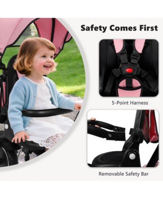 Kids Tricycle Stroller, 8 In 1 Folding Toddler Trike w/Adjustable Push Handle