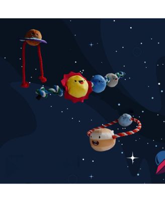 5 PCS Space Themed Dog Toys, Durable Squeaky Stuffed Plush Dog Toys, Flying Disc, Interactive Tough Rope Toys for Smal Medium Large Dog
