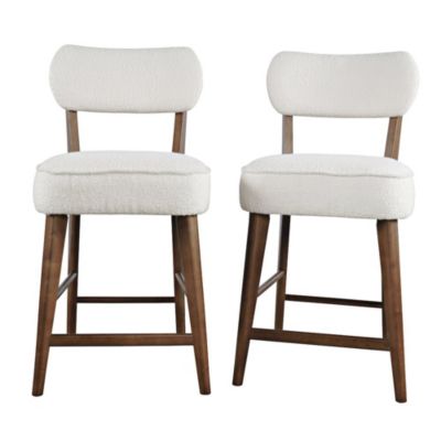 Wes Mid-Century Modern Boucle Upholstery Counter Barstool (Set of 2)