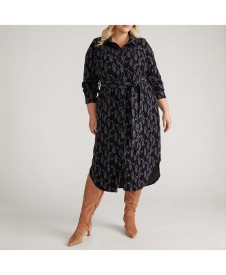 Plus Size Morgan Belted Stretch Flannel Shirtdress
