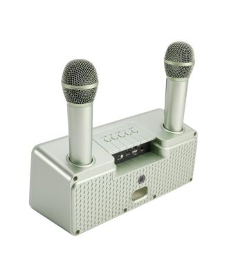 Portable Karaoke Speaker System with 2 Wireless Mics, 20W HiFi Sound, Bluetooth & AUX for Parties and Camping