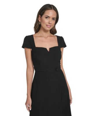 Women's Signature Stretch Cap Sleeve Fit And Flare Dress