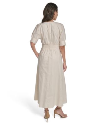 Women's Dolman-Sleeve Pleated Waist Midi Dress