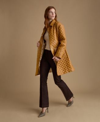 Women's Quilted Leather Coat, Created For Macy's