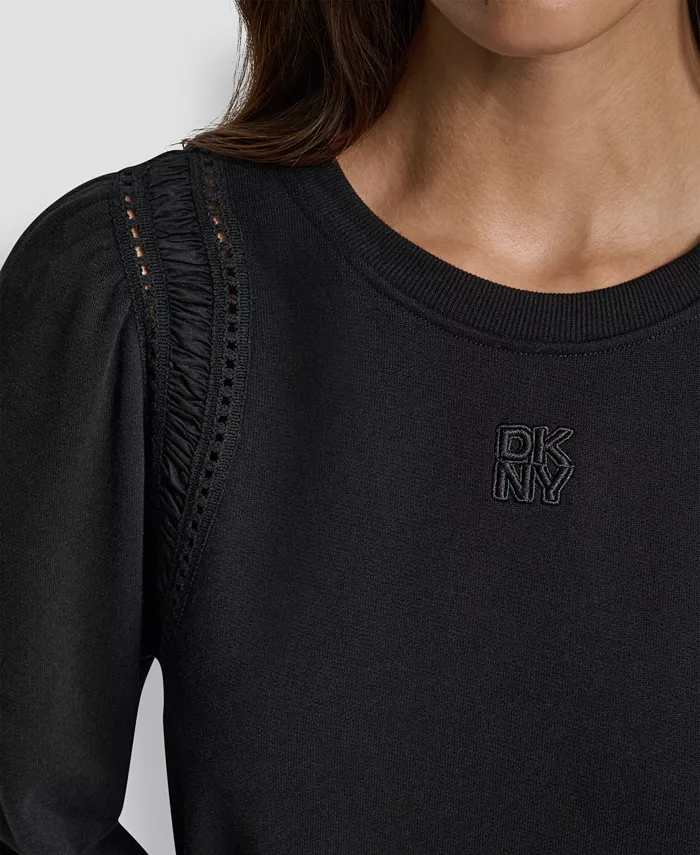 Women's Lace Detail Crew Neck Sweatshirt - thumbnail 4
