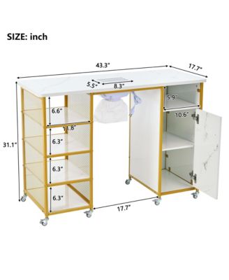 Marbling Texture Nail Table with Downdraft Vent