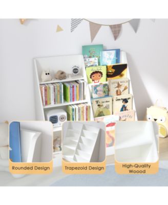 Kids Bookcase & Toy Organizer, 4-Tier Wooden Storage