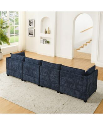 Comfy Cloud Couch Sectional 4 Seat Sofa w/ 2 Ottomans