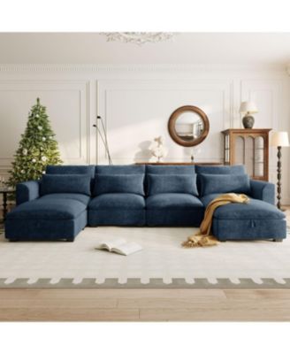  U-Shaped Modular Corner Sofa with Ottomans