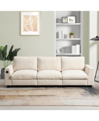 Streamdale Chenille Sectional Sofa with Drop Down Table & Bluetooth (96" L x 35" W)