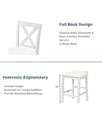 Streamdale 5 Pieces Counter Height Rustic Farmhouse Dining Room Wooden Bar Table Set with 2 stools and 2 Chairs, White