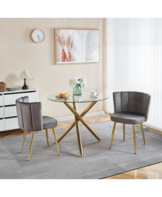 Streamdale Mid-Century Dining Set with Glass Table Top (5 Pieces)