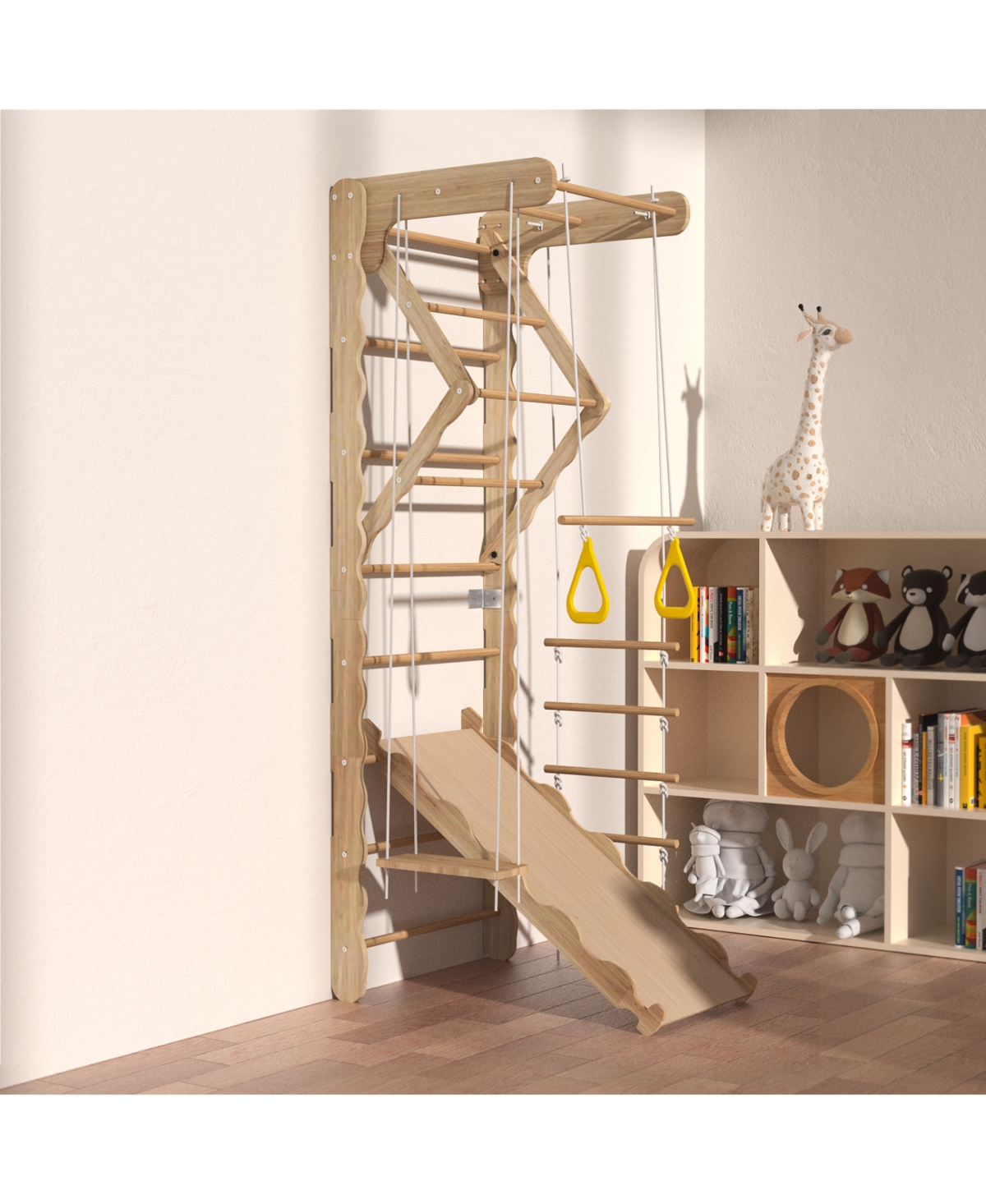 Streamdale Furniture Toddler Climbing Toys Indoor Kids Pikler Triangle Set Foldable Indoor Ladder Climbing Gym Climber