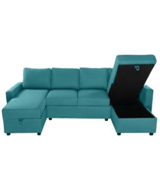 103.9" U-Shaped Sectional Sofa w/ Storage Chaise & USB