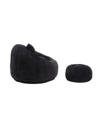 Modern XL Round Bean Bag Chair w/ Footrest & Pillow