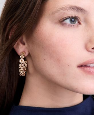 Gold-Tone Chain Link Medium Hoop Earrings, 1.56"