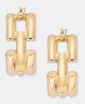 Gold-Tone Chain Link Small Huggie Hoop Earrings, 1"