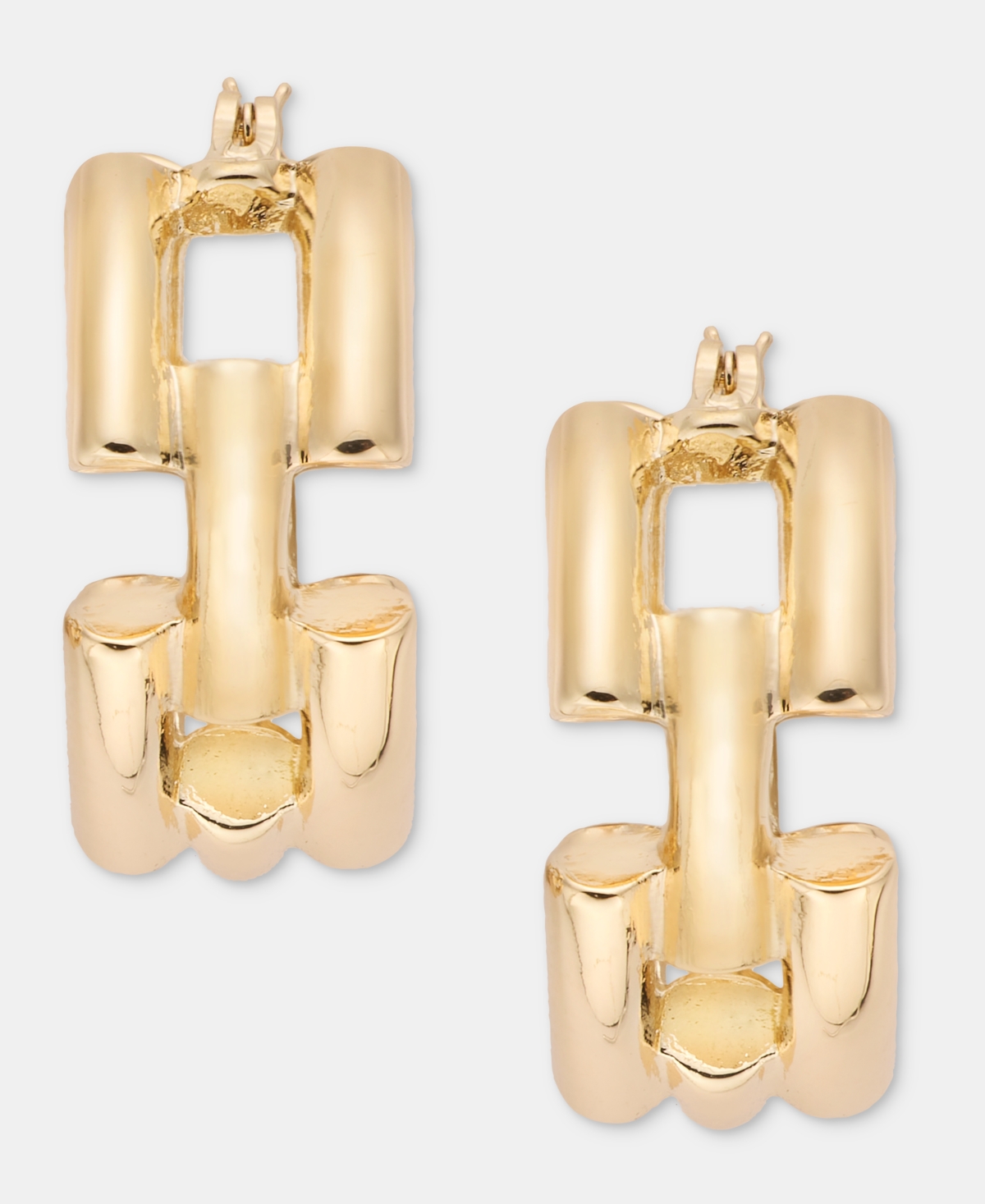 On 34th Gold-Tone Chain Link Small Huggie Hoop Earrings, 1", Macy's Exclusive