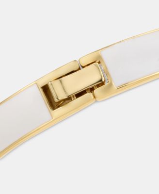 Gold-Tone White Enamel Bangle Bracelet