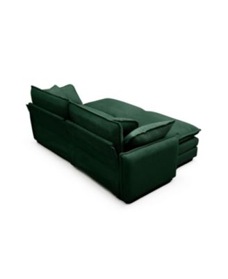 Green Corduroy Two-Seater Sofa with Ottoman