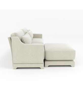 Chenille 2-Seater Sofa with Ottoman & Pillows - Beige