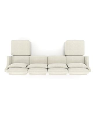 Beige Chenille 4-Seater Sofa with Ottoman