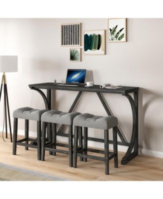 Industrial Bar Table Set with Power Outlet