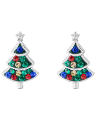 Crystal Stone Christmas Tree Stud Earrings