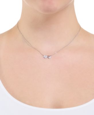 Cubic Zirconia Two Hearts Pendant Necklace