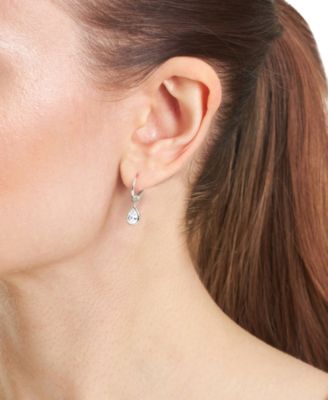 Cubic Zirconia Pear Drop Huggie Hoop Earrings