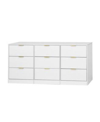 White 9 Drawer Dresser, 63" Large Chest of Drawers