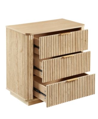  3 Drawer Dresser Set - Modern Nightstand, Oak Finish
