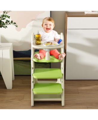 Adjustable High Chair, Toddler Tower, 5-Point Harness, Large Tray