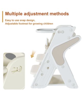 Adjustable Height High Chair with 5-Point Harness & Tray