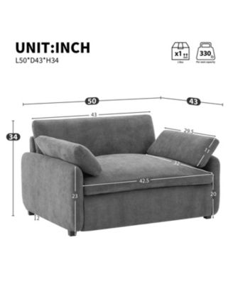 Oversized Chenille Sofa Chair - Wide Deep Seat, Modern Armchair