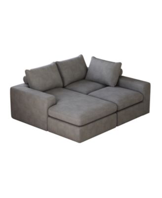 99" Corduroy Sectional Sofa with Chaise & 3 Pillows