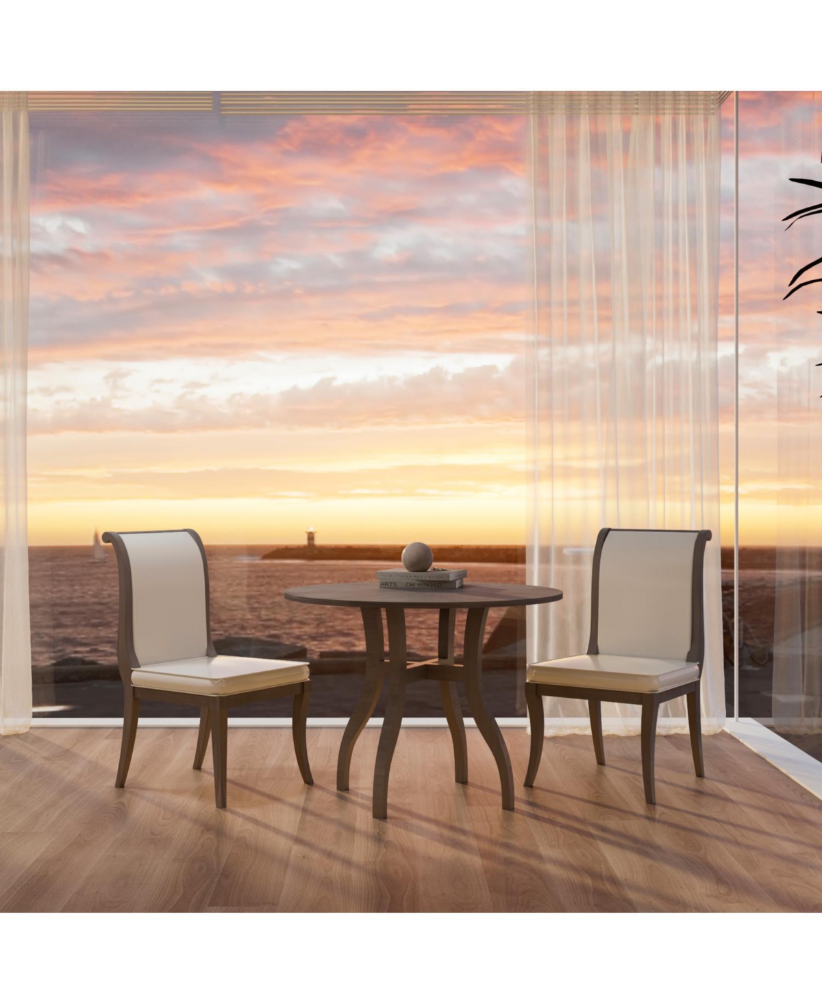 Streamdale Furniture Oak Gray Round Dining Set- 39.4" Table + 2 Chairs