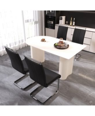 63" Cream MDF Dining Table & PU Chair Set