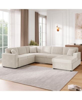 Oversized U-Shaped Sectional Sofa with Chaise Lounge.