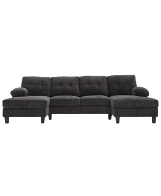 U-Shaped Chenille Sectional Sofa with Dual Chaise & Storage