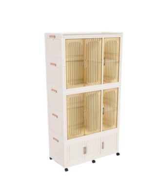 Portable Wardrobe Closet Organizer, 9 Cubes & 2 Rods, White